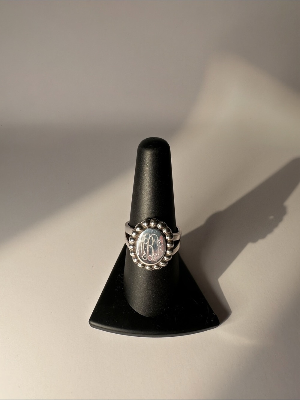 Sterling Silver Monogram Ring - Sz 8.25